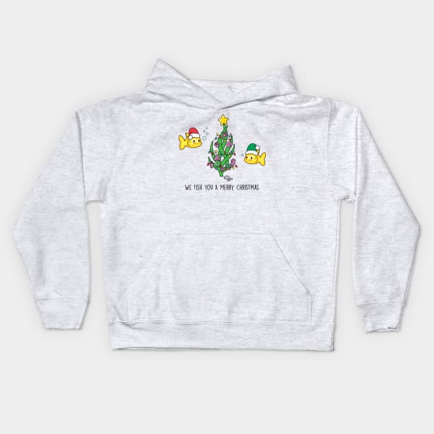 We Fish You A Merry Christmas Kids Hoodie by SuperrSunday